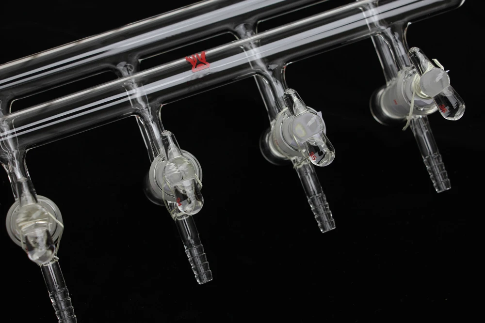 

Glass Vacuum Manifold Double Oblique Four Ports with Hollow Stopcocks