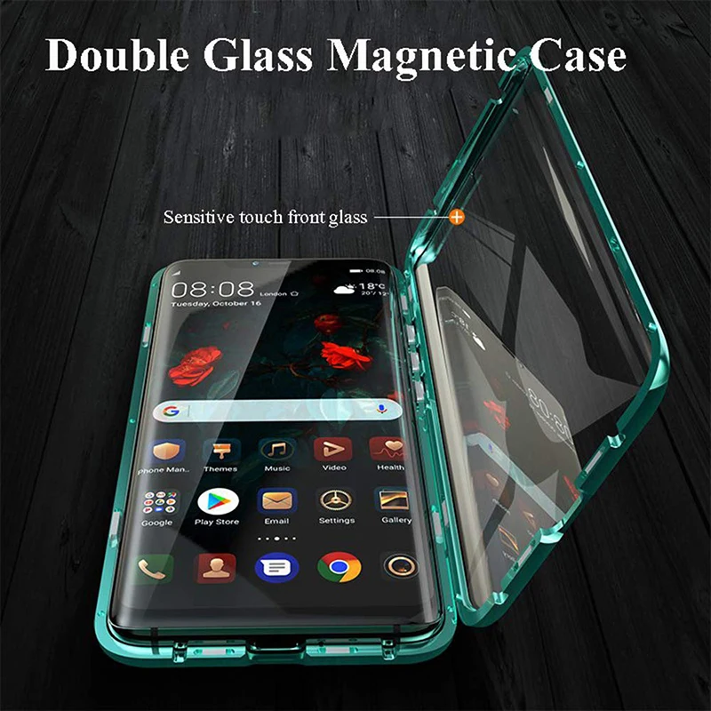 Magnetic Absorption Flip Phone Cases for Huawei Mate 10 10Pro 10lite Back Cover Metal Glass Mate10 Mate10Pro Mate10Lite Pro Lite | Мобильные