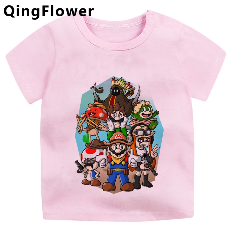 Футболка с принтом Супер Марио для девочек и младенцев летняя Милая футболка