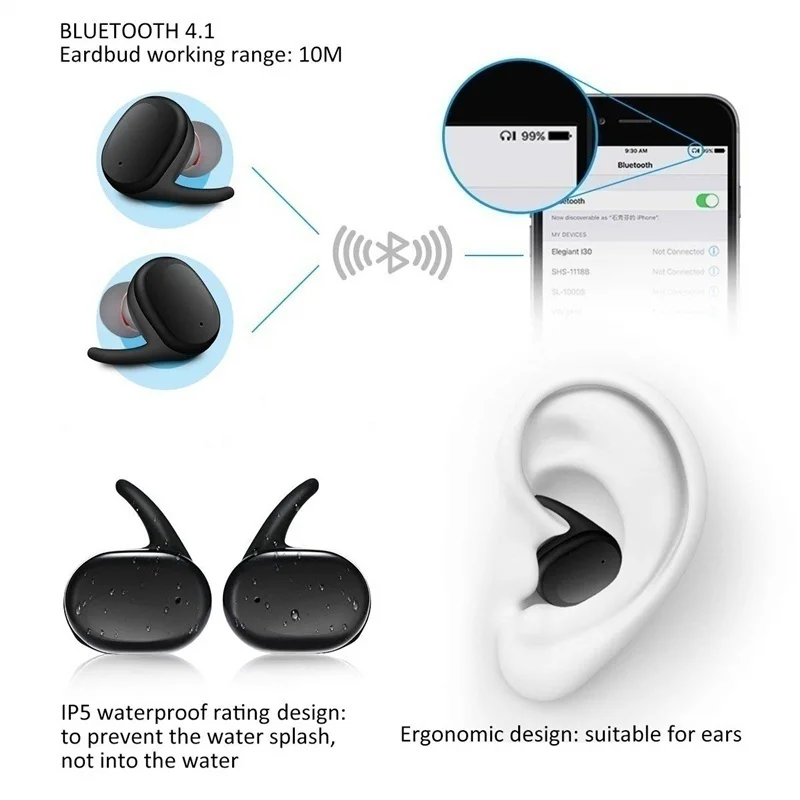 Беспроводные Bluetooth-наушники Y30 для спорта на открытом воздухе с микрофоном