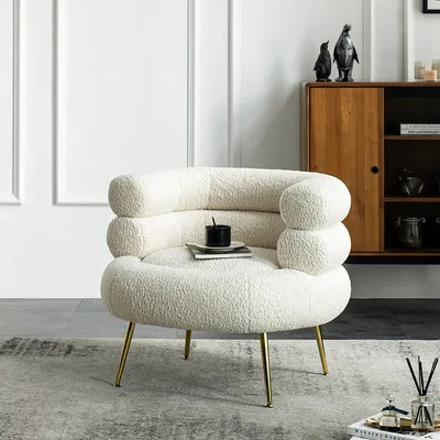 

Nordic Light Luxury Single-Seat Sofa Chair Modern Minimalist Living Room Stainless Steel Pedal Leisure Chair