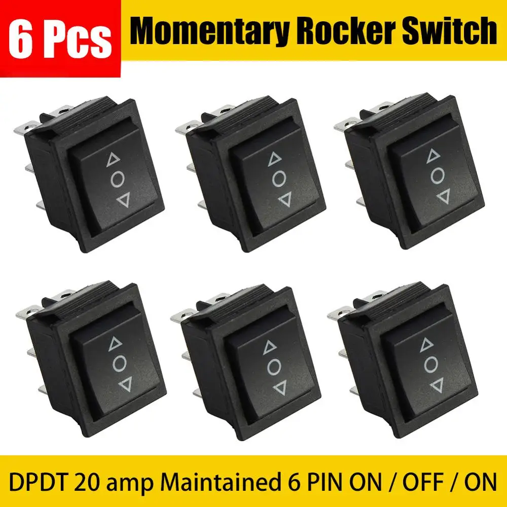 

6pcs DPDT 20 amps to maintain 6 PIN ON / OFF / ON momentary rocker switch