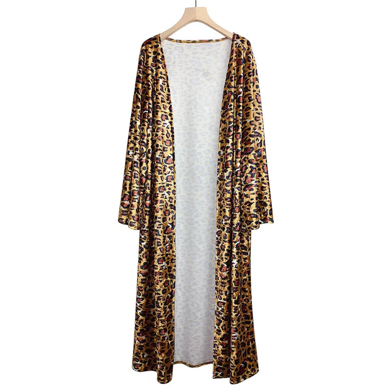 hirigin new fashion Women's Leopard Printed Long Sleeves Cardigan capes female Outwear Coats Winter ladies panchos |