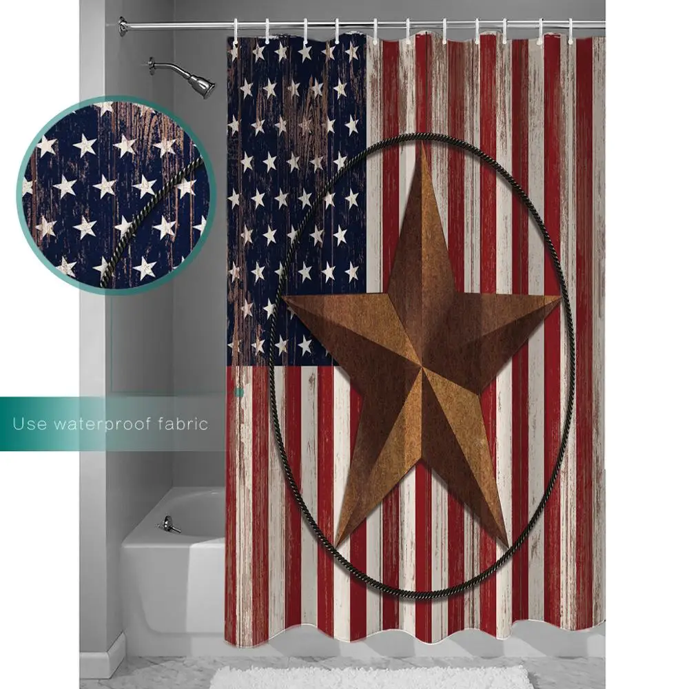 Американский флаг примитивная звезда шаблон занавеска для душа