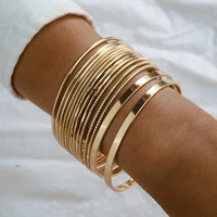 14pcssets trendy gold bracelets for women charming alloy metal open bangle party jewelry bohemian jewelry gift