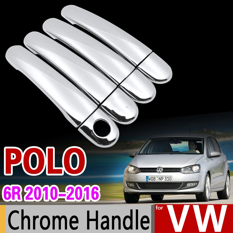 Для VW POLO 6R 6C 2010- MK5 Хромированная ручка Накладка набор CrossPolo Vento 2012 2013 автомобильные аксессуары наклейки для стайлинга автомобилей
