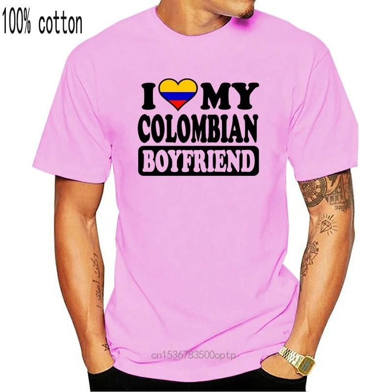 

Mens Funny Cool Novelty Colombian Boyfriend Colombia Flag Joke Gifts T Shirts O Neck Fashion Casual High Quality Print T Shirt