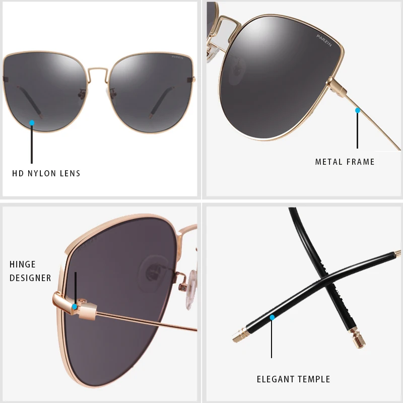 PARZIN роскошные женские солнцезащитные очки высокого качества с большой оправой