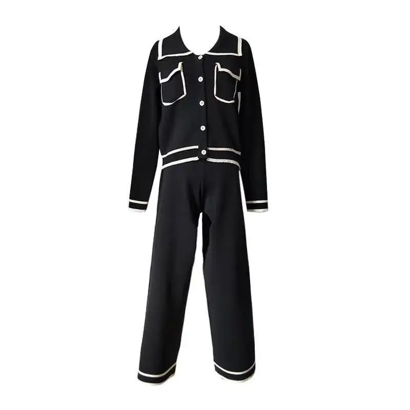 

New Style for Autumn and Winter Two-Piece Casual Graceful Fashion Knitted High Waist Wide Leg Pants Vigorous Girl's Suit, Female