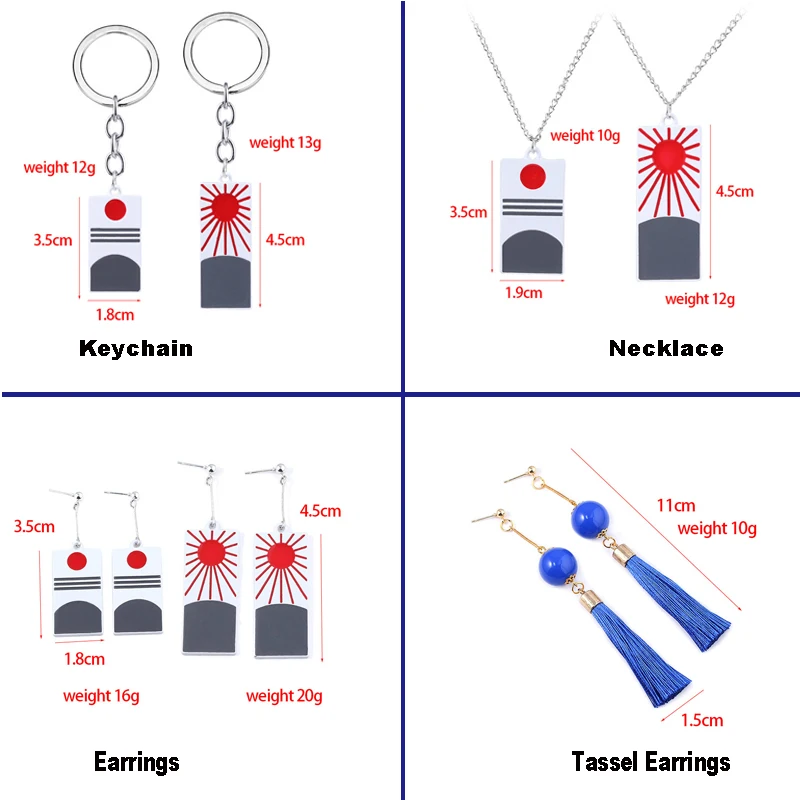 Dropshipping Anime Demon Slayer Cosplay Props Acrylic Earrings Kimetsu no Yaiba Tanjirou Kamado Ear Stud Eardrops Women Men