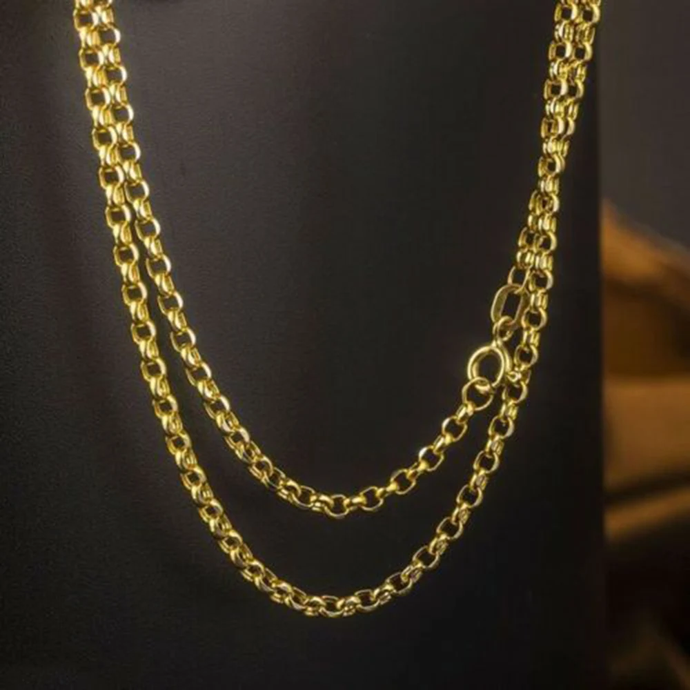 

Pure 18K Yellow Gold Chain 2mm Women Cable Link Necklace 24inch 2.6-2.8g