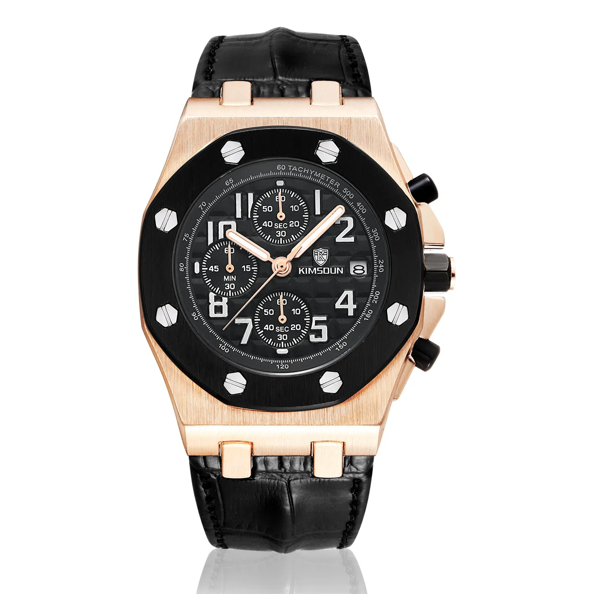 Switzerland Royal Rolexable Japan Miyota кварц часы три глаза многофункциональный синхронизации кожа водонепроницаемый календарь montre homme - Цвет: Фиолетовый