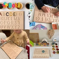 doki montessori language toy wooden english alphabet and 0 9 numbers cognitive writing board early educational toy for preschool