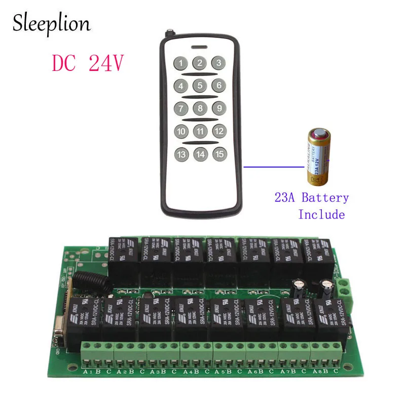 

Sleeplion 15CH 24V Switch Remote Control Relay Switch 24V 10A 15CH Relay Module 15 Channel 315MHz/433MHz Transmitter Receiver