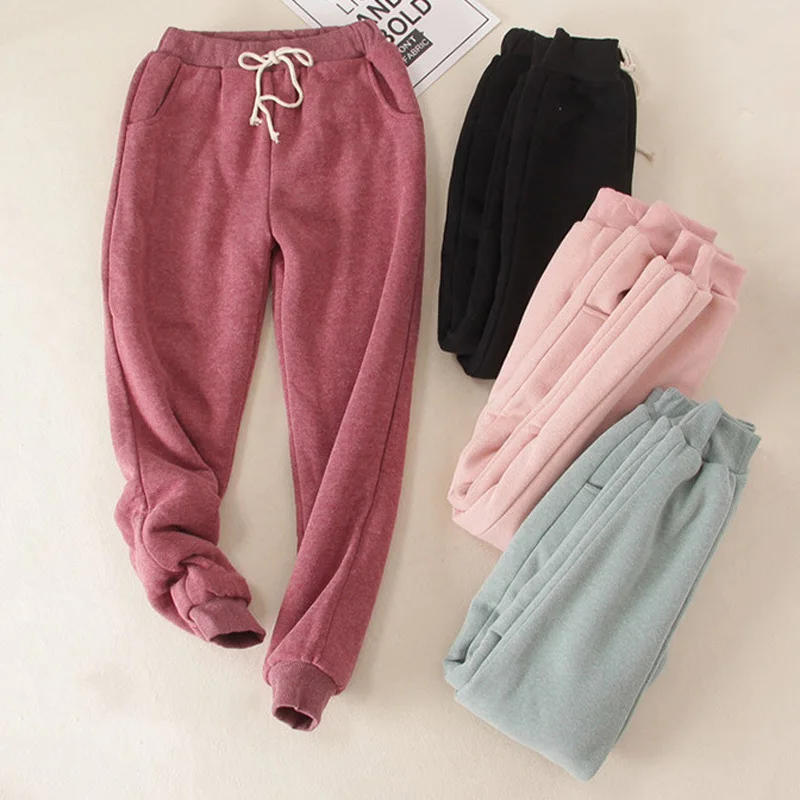 Женские брюки зимние толстые кашемировые штаны из овечьей кожи теплые