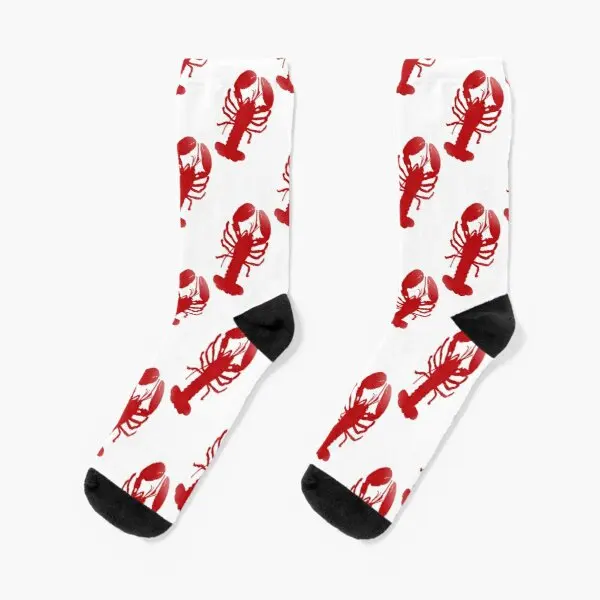 

Red Lobster Repeating Pattern Crew Socks Mens Black Winter Cartoon Ladies Cute Autumn Short Sports Cotton Pattern Girls Funny