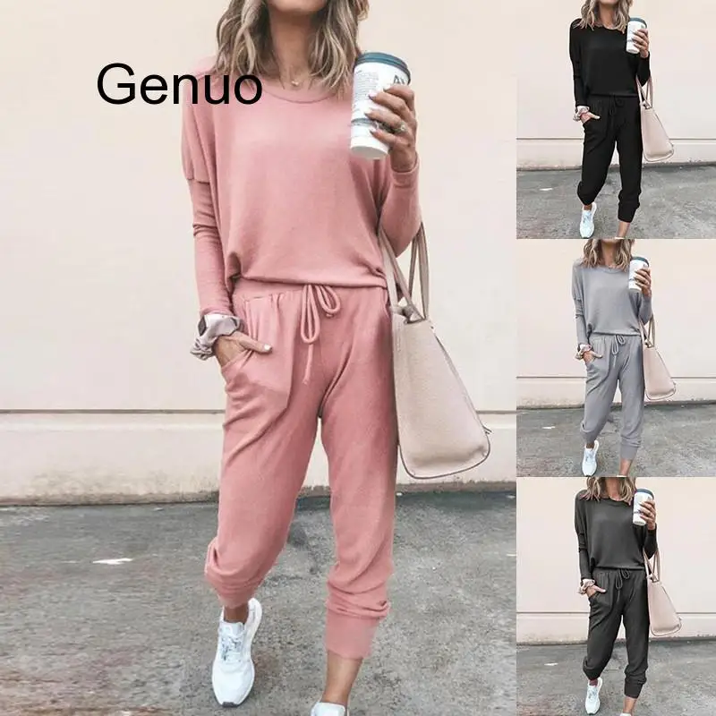 

Autumn 2 Peice Set Women Elegant Pants Sets Female Casual Outfits Jogger Two Piece Set Korean Sports Suit Black Cotton Tracksuit