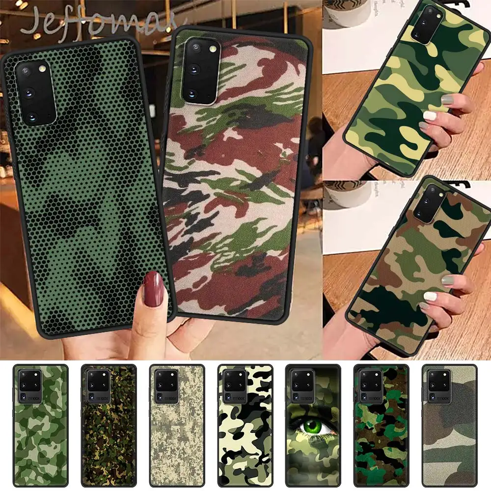 Черный чехол для Samsung Galaxy S21 S20 FE S10 S9 S8 Plus Note 20 Ultra 9 8 10 Lite телефона камуфляжный