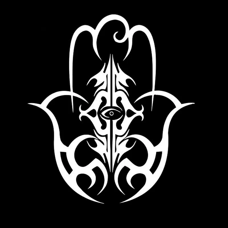 Автонаклейка Hamsa индийской формы декор высокого качества из водонепроницаемого и солнцезащитного ПВХ черно-белого цвета 15см * 13см на.