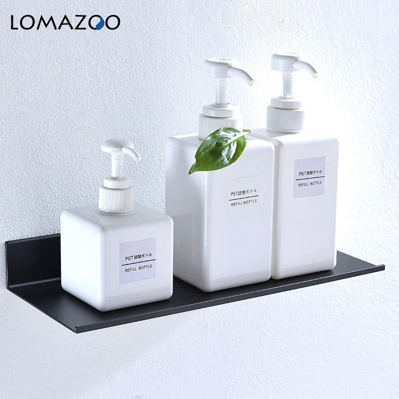 

Bathroom Shelf 30-50cm Modern Matt Black Kitchen Wall Shelf Shower Bath Storage Rack Cosmetic Shelf Facial Wash Cup Shelf