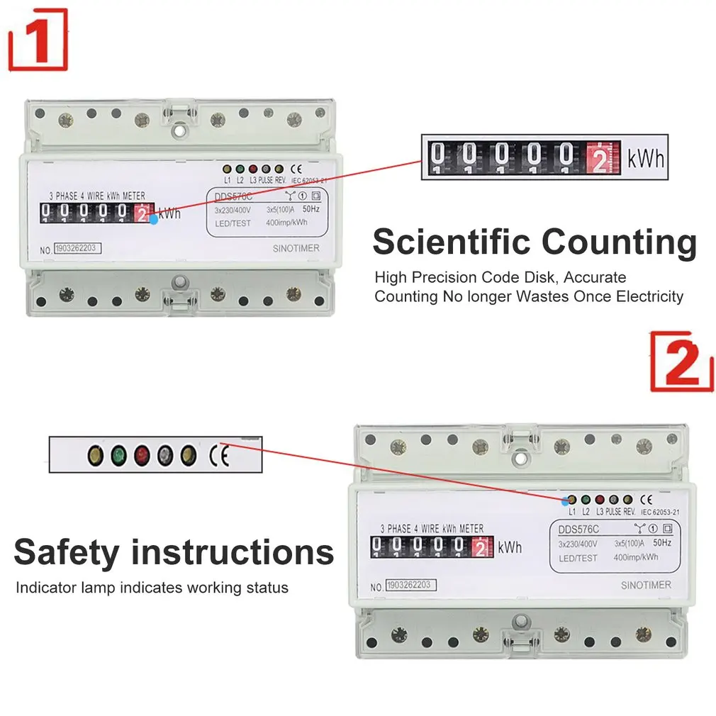 SINOTIMER DDS576C трехфазный 7P 4 проводной аналоговый счетчик энергии имитирует монитор