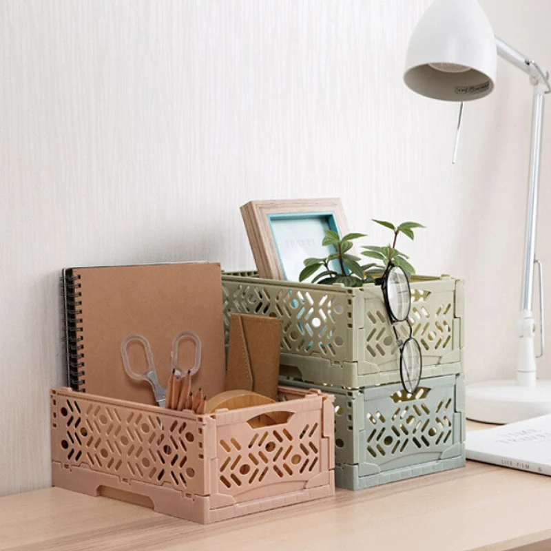 Бытовая голубая корзина для хранения складная Штабелируемая настольная ванной