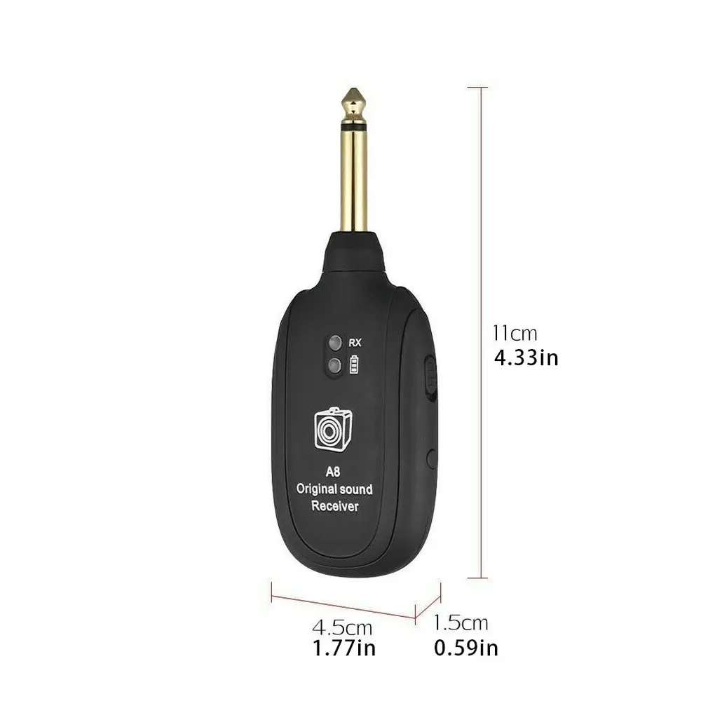 

A8 UHF Wireless Guitar System Transmitter Receiver 50M UHF Guitar Wireless System Transmitter Receiver Built-in Rechargeable