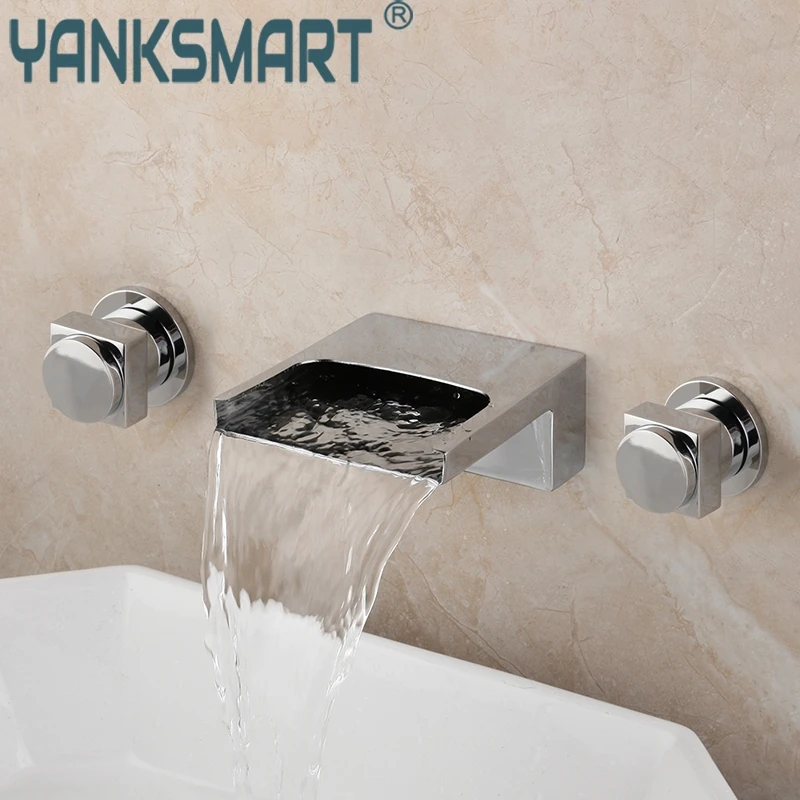 

Bathroom 3 Pcs Wall Mounted Bathtub Faucet Chrome Mixer Tap Bathtub Basin Sink Taps Robinet Baignoire Vanity Faucets