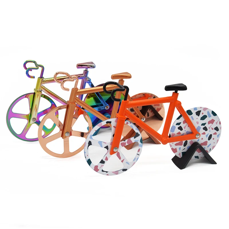 Bicycle Pizza Cutter Stainless Steel Single Wheel Cut Tools Cutting Wheels Display Stand A very Cool Gift for Christmas | Дом и сад