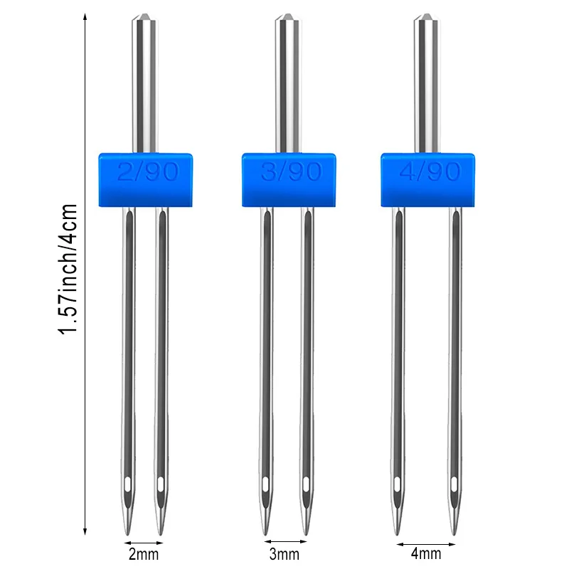 LMDZ 3Size 10Pcs/ Set Durable Double Twin Needles Pins Twin Stretch Machine Needles Mix Size 2.0/90 3.0/90 4.0/90 with Box