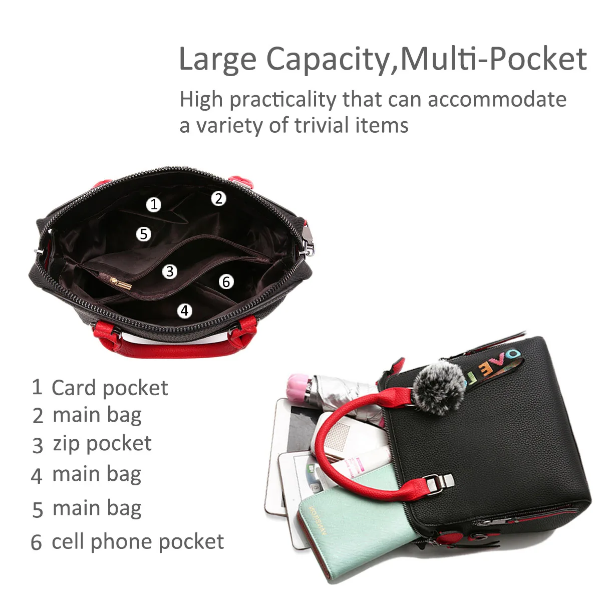 Женская сумка-тоут NICOLE &amp DORIS Классическая вместительная кожаная сумка через