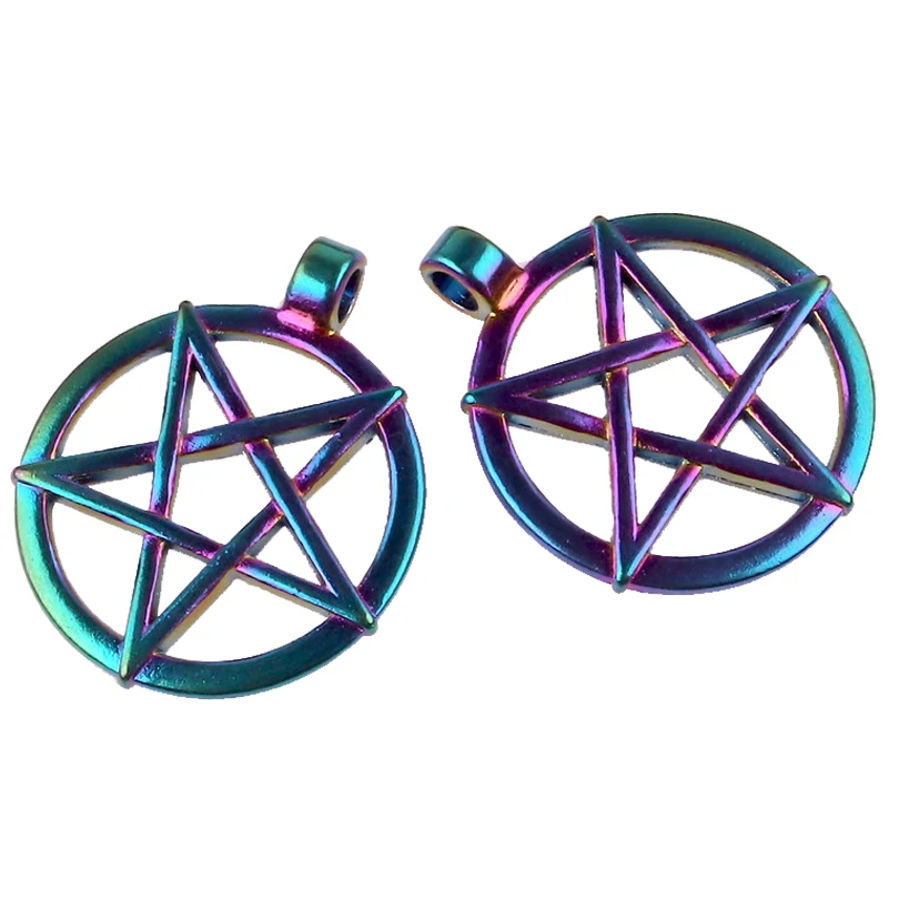 5 шт. новые радужные шармы сплав Круглый амулет подвеска в виде звезды для женщин