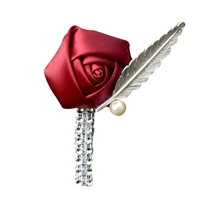 janevini simple formal womens brooch wedding boutonnieres for men satin rose beaded groom corsages mens suit boutonniere pins