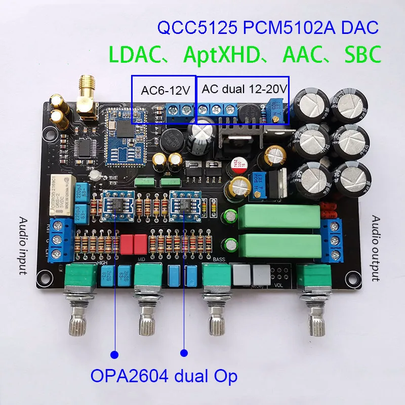 Предварительный усилитель Lusya LDAC APTX HD QCC5215 тональная плата OPA2604 с двойным Op