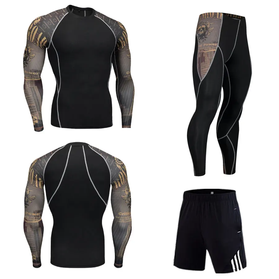 

Топ Мужская одежда базовый слой термобелье для фитнеса тренировочные компрессионные колготки рубашки для бега мужские Леггинсы Рашгард му...