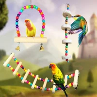 bird toys parrot toys bird toy birds entertainment suspension loop bridge swing ladder colorful balls natural wood 9styles