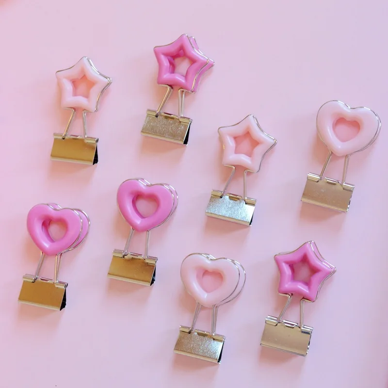 SIXONE 1 шт. Ins розовый цвет Любовь пятиконечная звезда Железный Зажим Файл данные
