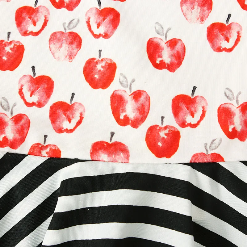 Осеннее Повседневное платье в полоску с длинными рукавами и фруктовым принтом