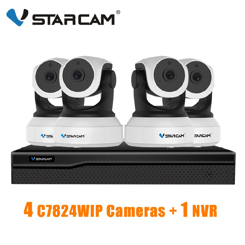 VStarcam 1 NVR 4CH+ 4 шт. C7824WIP HD Беспроводная ip-камера IR-Cut ночного видения аудио запись Сеть CCTV камера в помещении