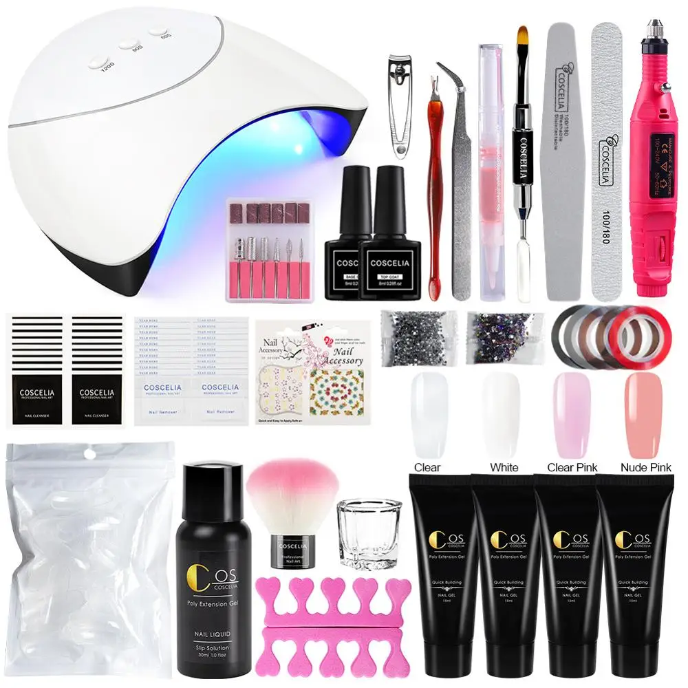 Маникюрный набор COSCELIA полигеля для маникюра быстрое строительство УФ лампа 36 Вт