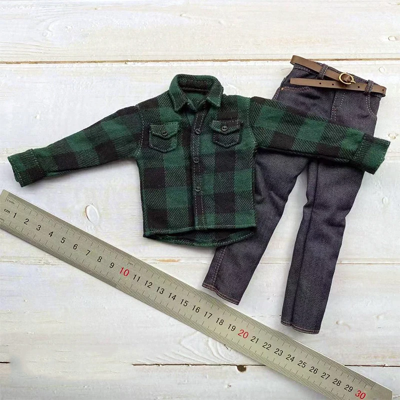 

Best Sell Scale 1/6 Green Shirt And Jeans Belt Set Suit Fashion Trendy Casual For 12 Inch Dolls