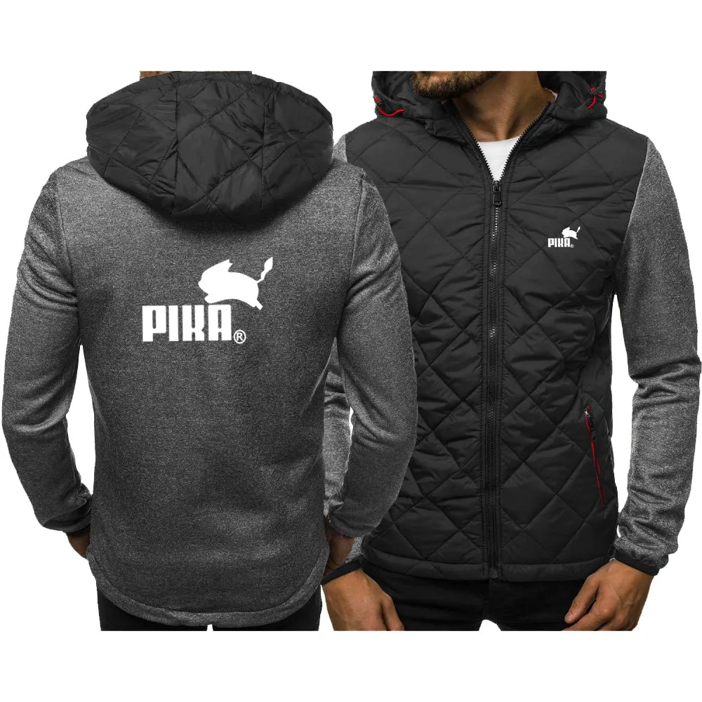

2021 new stitching rhombus hoodie sweatshirt men PIKA car logo sports comfortable casual hoodie printing winter hoodie