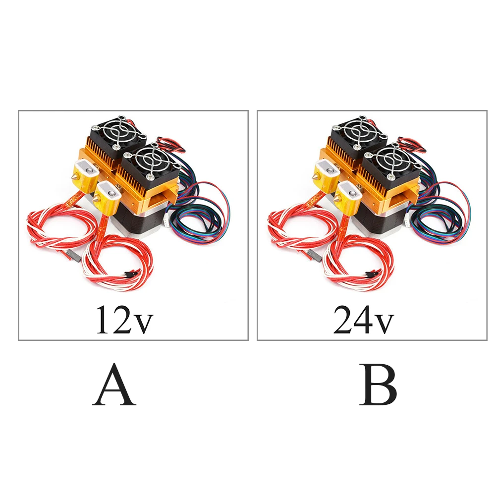

12V 24V Double Nozzle Professional Replacement 3D Printer 0.4mm Tool Durable Accessories 1.75mm ABS Metal Office Extruder