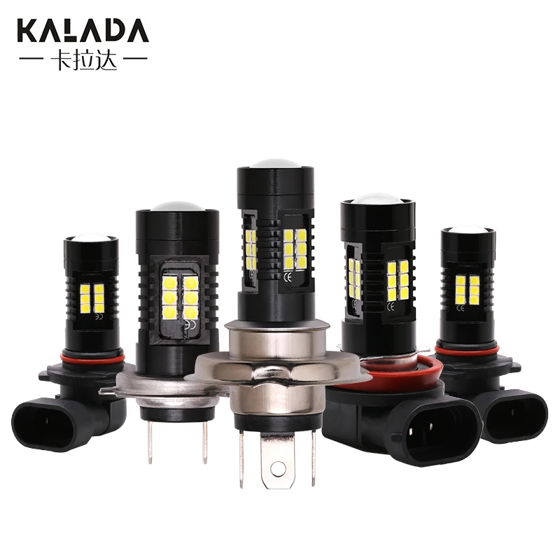 

2pcs Car LED Lamp Foglight H4 H7 H8/H11 9005 9006 White Blue 6500K High Power 21W Fog lights For Car Bright Front Fog Bulbs 12V