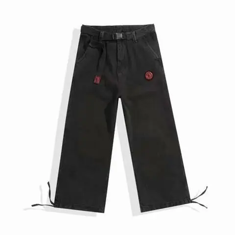 

Men Japanese Solid Straight Pants Mens Loose Wide Leg Pants Male Fashion Hip Hop Cargo Pants Black Joggers S-3XL
