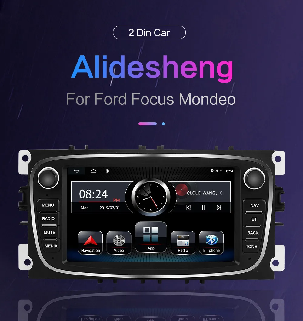 2Din Android 9,0 автомобильный Радио мультимедийный плеер для Ford Focus S-Max Mondeo 9 Galaxy C-Max II Kuga gps навигация 2G ram
