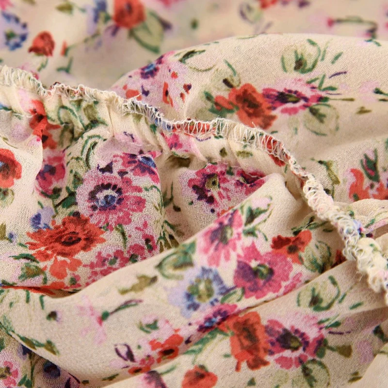 

PUWD Casual Woman Floral Print Ruffle Blouse 2021 Spring Fashion Ladies Soft Puff Sleeve Blouses Female Elegant Bow Collar Tops
