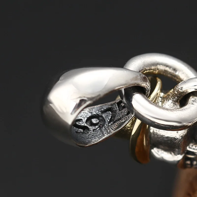 

100% S925 Sterling Silver Street Culture Punk Rock Skull Guitar Men Women Necklace Pendant Jewelry Thai silver pendant