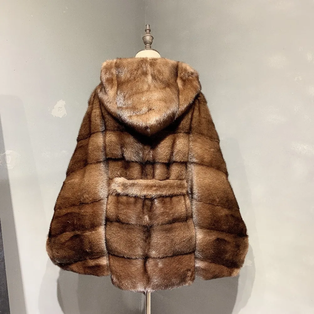 Новое поступление шуба из настоящей норки с капюшоном X-Long Pelt шуба из натурального меха для женщин из натуральной норки шуба зимняя теплая MKW-142