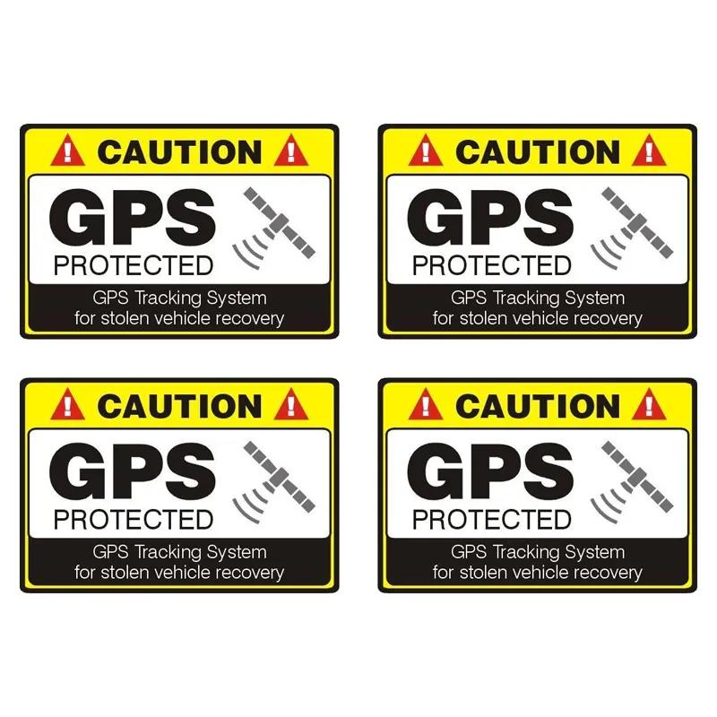 

Classic 4 X Caution Reflective Car Sticker Gps Protected Accessories Water Proof PVC Decal for Motorcycle Nissan Suzuki,12cmX8cm